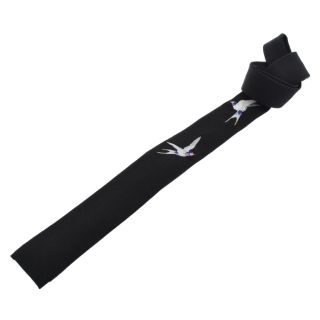 ヨウジヤマモト(Yohji Yamamoto)のYohji Yamamoto POUR HOMME ヨウジヤマモト プールオム 21AW SWALLOW EMBROIDERY TIE 燕刺繍ネクタイ ブラック HX-N05-164(その他)