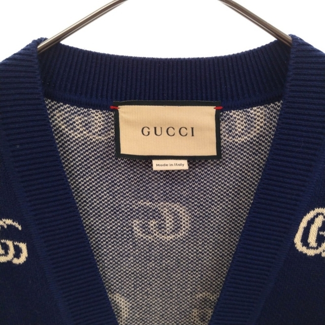 Gucci(グッチ)のGUCCI グッチ GGコットンニット ジャカード カーディガン 日本未入荷 ブルー 660285 XKBVB メンズのトップス(カーディガン)の商品写真