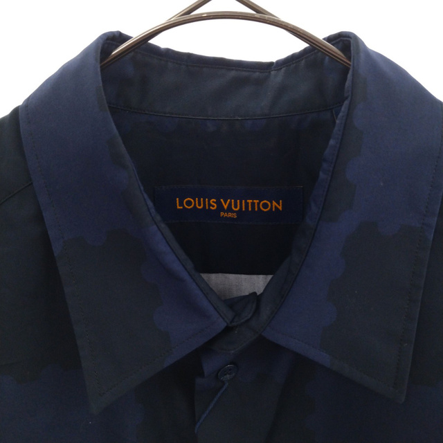 LOUIS VUITTON ルイヴィトン 22SSx Nigo Damier Shirt ニゴ ダミエ 半袖シャツ ネイビー/ブラック 1A9GXX