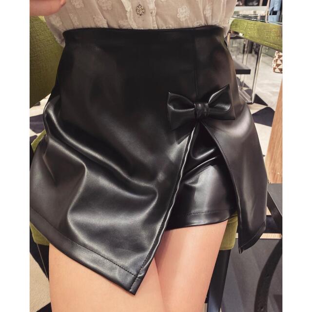 epine ribbon skirt pants black leather | フリマアプリ ラクマ