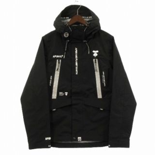 アベイシングエイプ(A BATHING APE)のエーエイプ バイ アベイシングエイプ ジャケット フード プリント 黒 L(ブルゾン)