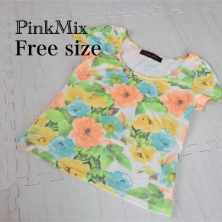 ピンクミックス(Pink Mix)の【Pink Mix】花柄 Tシャツ トップス(Tシャツ(半袖/袖なし))