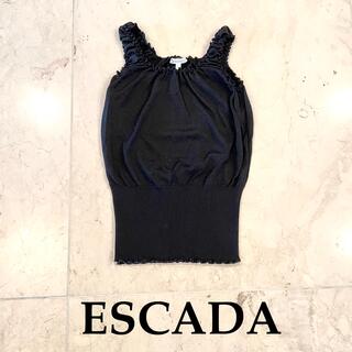 エスカーダ(ESCADA)の処分セール　ESCADA エスカーダ　黒　シャーリング　トップス　タンク(タンクトップ)