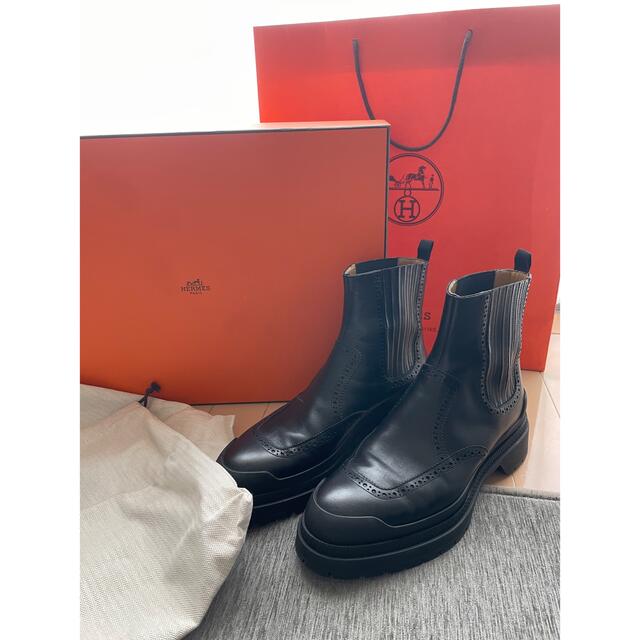 靴/シューズ【SALE】エルメスHERMES レザーブーツメンズ　サイドゴア