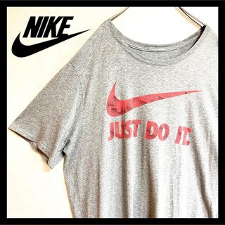 【大人気】US古着NIKE スウォッシュロゴ Tシャツ グレー サイズXL(Tシャツ/カットソー(半袖/袖なし))