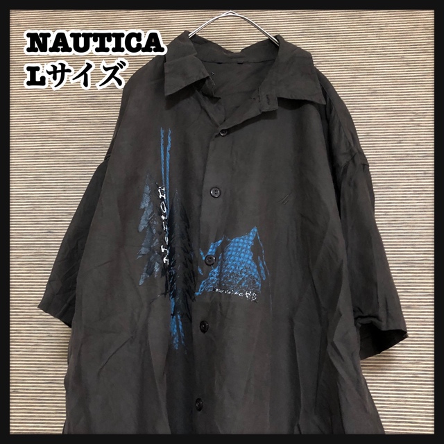 NAUTICA(ノーティカ)の【ノーティカ】半袖柄シャツ　刺繍ロゴ　ワンポイントロゴ　総柄　自然１d メンズのトップス(シャツ)の商品写真