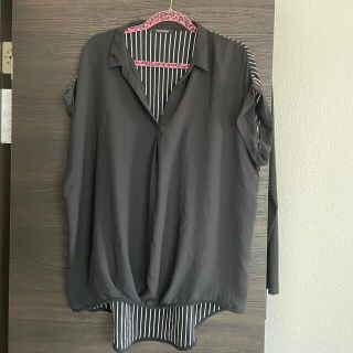 アベイル(Avail)のシースルー　バックストライプシャツ　しまむら　大きいサイズ　3L4L(シャツ/ブラウス(半袖/袖なし))