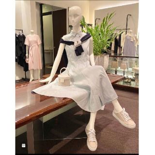 フォクシー(FOXEY)のフォクシー Dress "Cielo" ライトブルー 38(ひざ丈ワンピース)