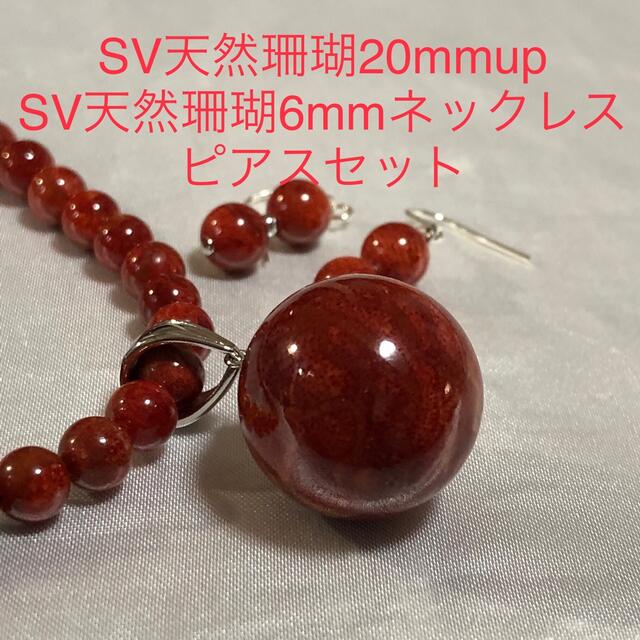 SV天然珊瑚ペンダント20mmup. SV天然珊瑚ネックレス6mmup.付き