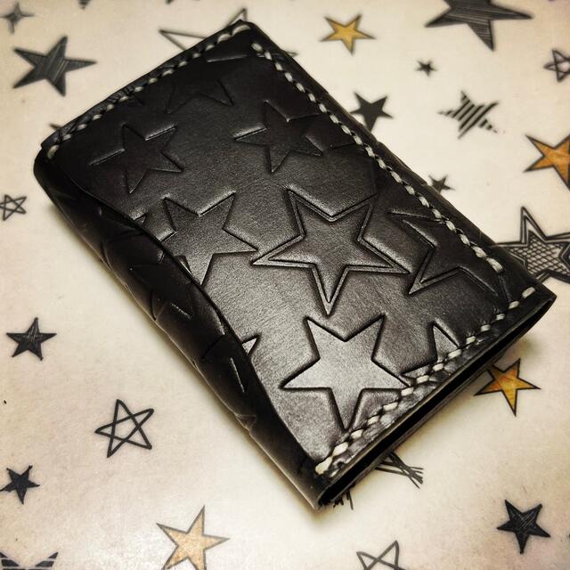 星型押し革のちょっと長めコインケース ハンドメイドのファッション小物(財布)の商品写真