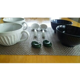 【新品】 美濃焼 撥水十草   茶碗  お洒落なスープカップ 箸置  スプーン(食器)