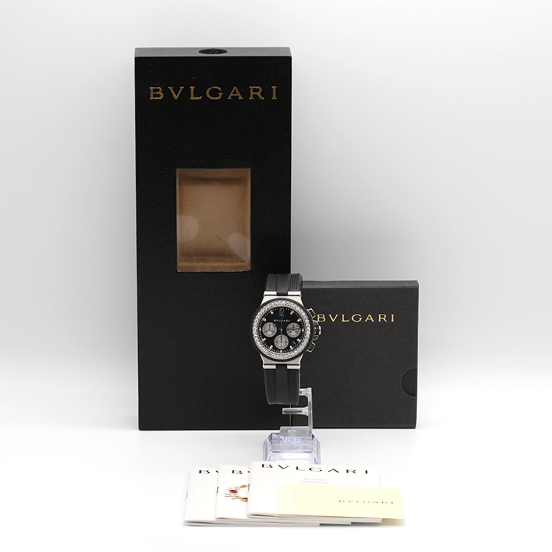 ブルガリ BVLGARI ディアゴノ クロノグラフ アフターダイヤ DG40SVCH ブラック SS/純正ラバー・純正尾錠 自動巻き メンズ 腕時計