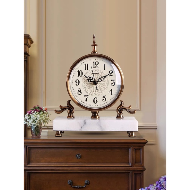 復古置時計 高級置物 美しい 静音置時計 大理石 高級置き時計