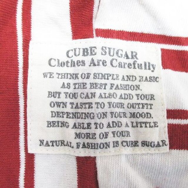 CUBE SUGAR(キューブシュガー)のキューブシュガー CUBE SUGAR 七分袖 Tシャツ カットソー M 赤 綿 レディースのトップス(その他)の商品写真