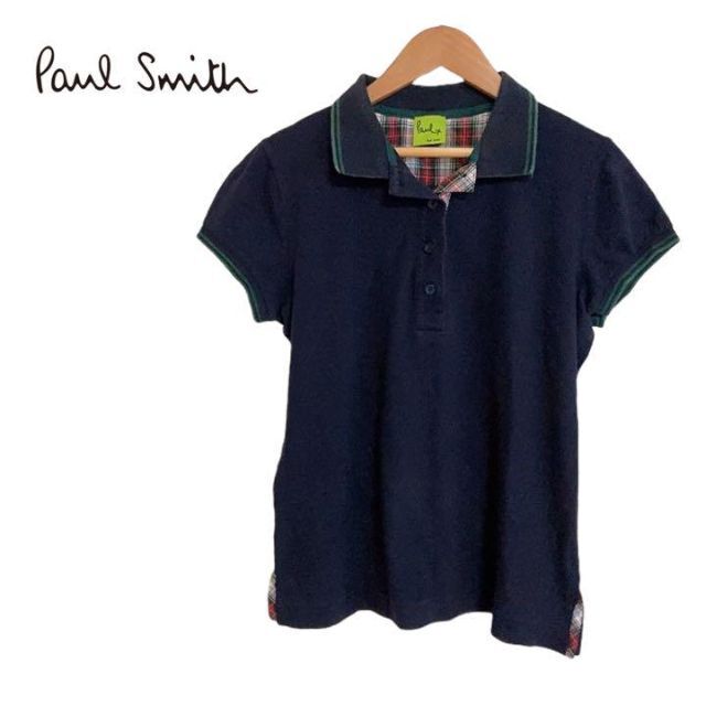 Paul Smith(ポールスミス)のポールスミス　ポロシャツ　半袖　レディース M ネイビー　紺　チェック レディースのトップス(ポロシャツ)の商品写真