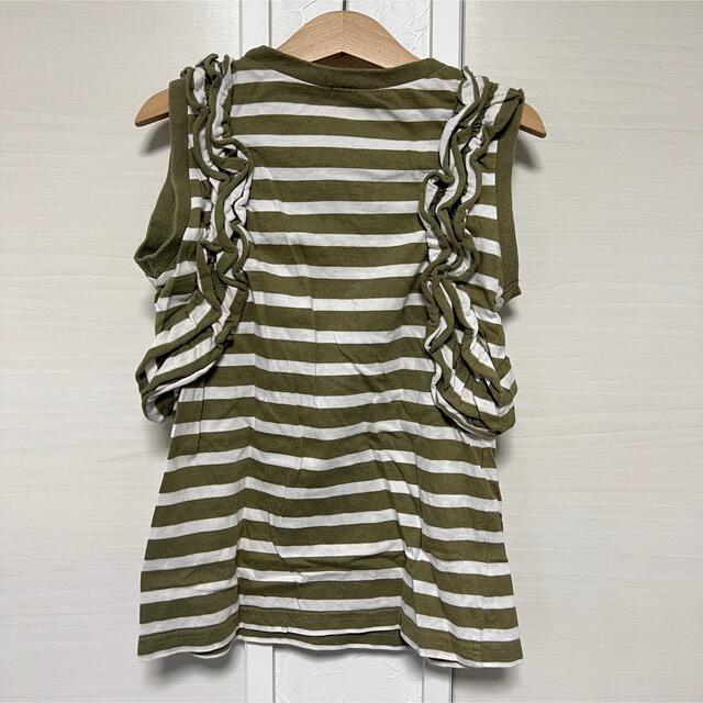 GU(ジーユー)のGUジーユー▪︎フリルボーダータンクトップ　130 キッズ/ベビー/マタニティのキッズ服女の子用(90cm~)(Tシャツ/カットソー)の商品写真