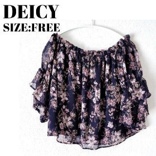 デイシー(deicy)のデイシー DEICY ネイビー 花柄 シフォン ブラウス ふんわり(シャツ/ブラウス(半袖/袖なし))