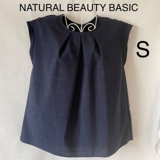 エヌナチュラルビューティーベーシック(N.Natural beauty basic)のネイビートップス　Sサイズ(カットソー(半袖/袖なし))