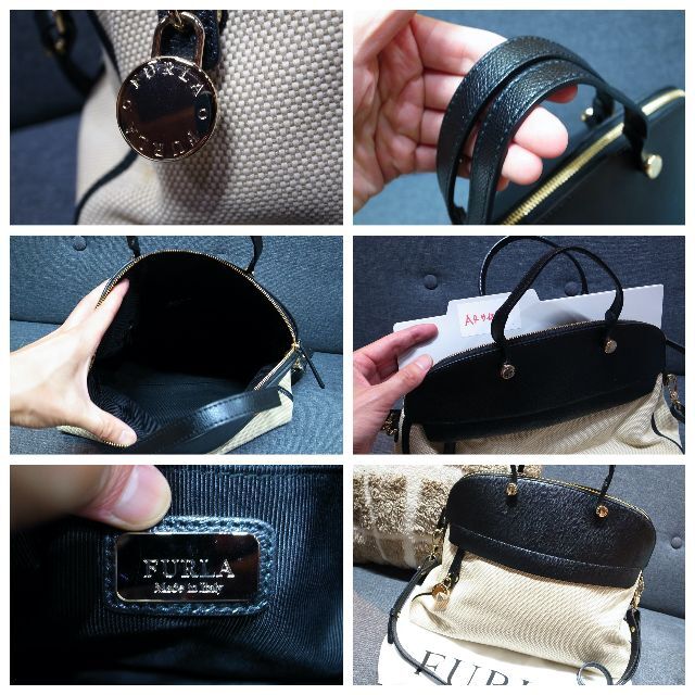 【日本未発売】 正規品☆フルラ　パイパー　2wayバッグ　キャンバス　黒　バッグ　財布　小物 ハンドバッグ