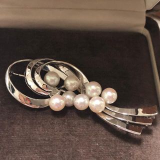 ミキモト 真珠 ブローチ 8珠 シルバー MIKIMOTO