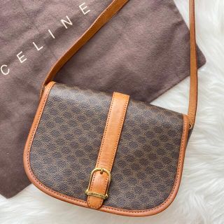 セリーヌ(celine)の【極美品】セリーヌ ショルダーバッグ マカダム ゴールド金具 PVC レザー(ショルダーバッグ)