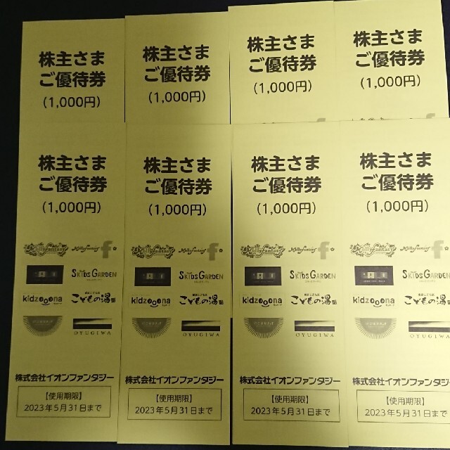 イオンファンタジー株主優待８冊（8000円分）