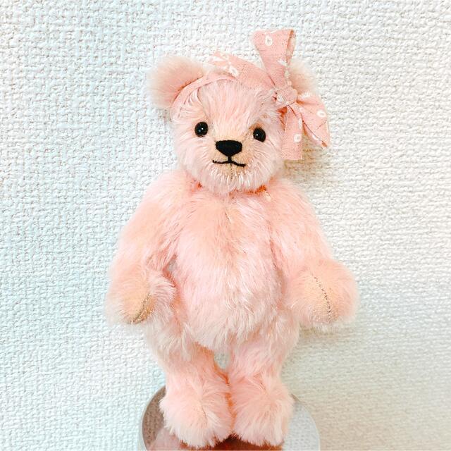 ハンドメイド♡テディベア 18cmピンクモヘア レース ぬいぐるみ