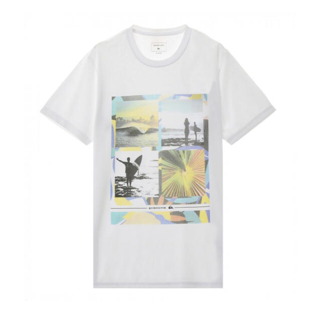 QUIKSILVER(クイックシルバー)のクイックシルバー 半袖サーフTシャツ L ラッシュガード 白 プリント柄 メンズのトップス(Tシャツ/カットソー(半袖/袖なし))の商品写真