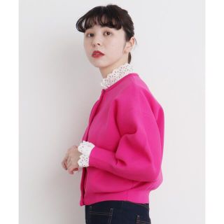 ドットアンドストライプスチャイルドウーマン(Dot&Stripes CHILDWOMAN)のAMOSSAミラノリブ　BIGパフスリーブカーディガン(カーディガン)