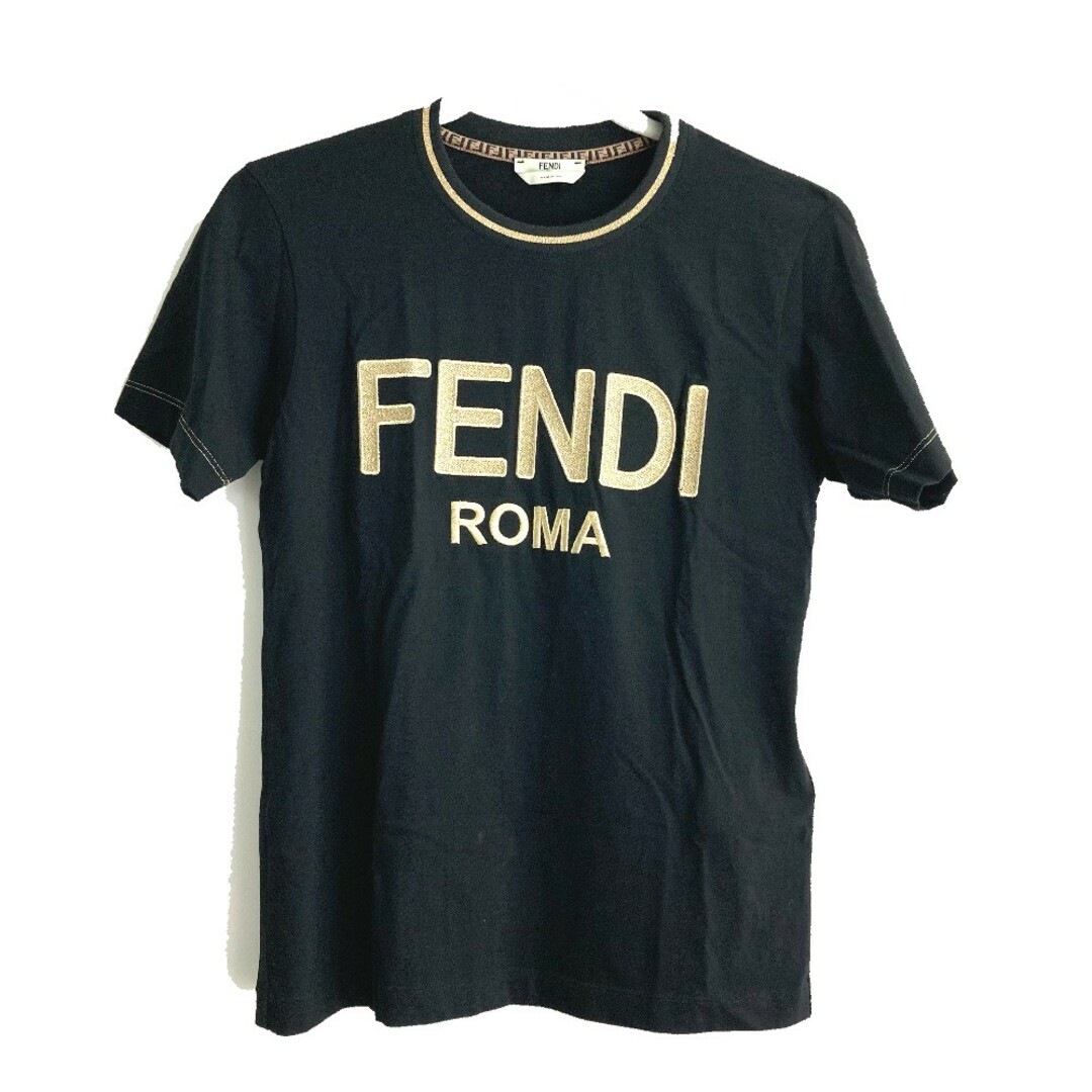 フェンディ FENDI FS7254 刺繍ロゴ アパレル トップス 半袖Ｔシャツ コットン ブラック | フリマアプリ ラクマ