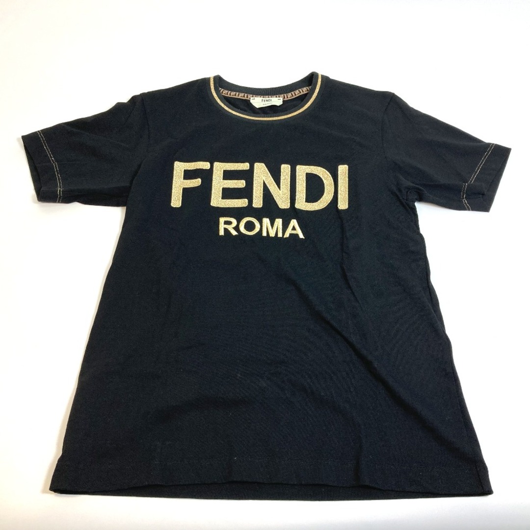 フェンディ FENDI FS7254 刺繍ロゴ アパレル トップス 半袖Ｔシャツ コットン ブラック
