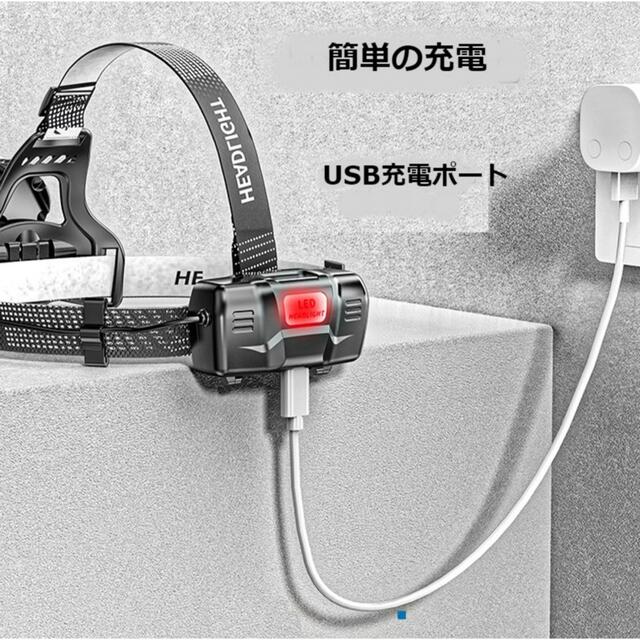 ヘッドラusb充電式赤外線センサー付きズーム調整可能PSE認証電池２本付き スポーツ/アウトドアのアウトドア(ライト/ランタン)の商品写真