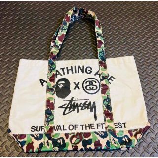 アベイシングエイプ(A BATHING APE)のA BATHING APE×STUSSYエイブ×ステューシー　トートバッグ　(トートバッグ)