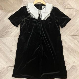 ユニフ(UNIF)の【美品・正規品・UNIF】ベロアワンピース　アダムスファミリーウェンズデーワンピ(ミニワンピース)