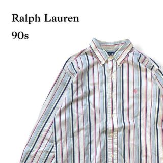 ラルフローレン(Ralph Lauren)のラルフローレン シャツ　長袖　ストライプ　マルチカラー　90s BDシャツ　白(シャツ)