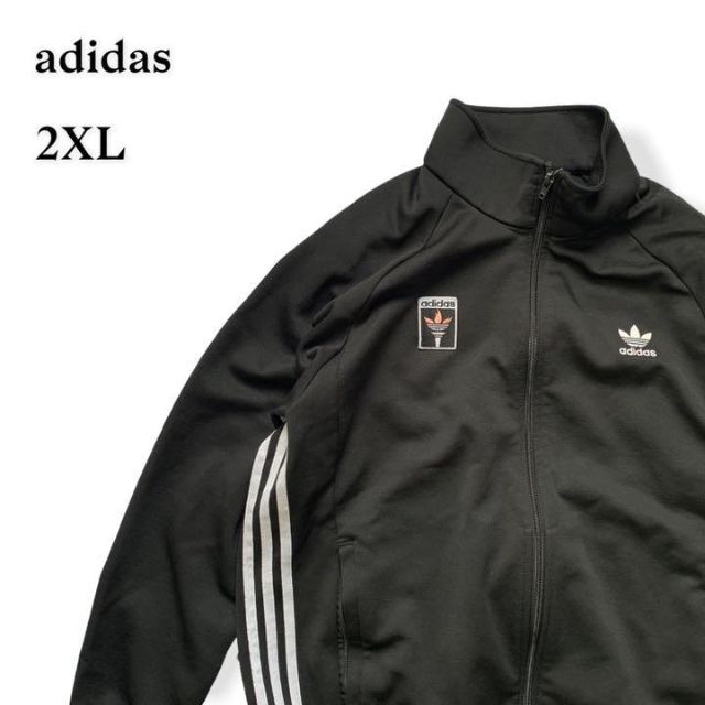 adidas トラックジャケット　アディダス　黒　2XL  ジャージ