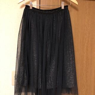 ザラ(ZARA)のZARAシースルースカート　Mサイズ　黒(ひざ丈スカート)