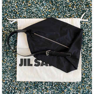 JIL SANDER＋ ジルサンダープラス ロゴキャンバスバケットバッグ アイボリー×ブラック