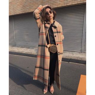 アメリヴィンテージ(Ameri VINTAGE)のアメリ　CHECK SOUTIEN COLLAR COAT(ロングコート)