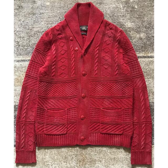 最高のヴィンテージ加工 稀少カラー RRL ケーブル編み ニット