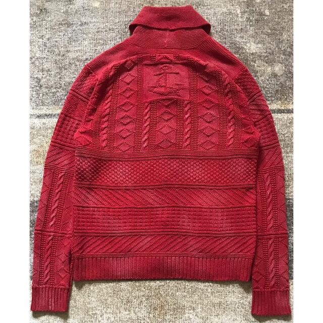 最高のヴィンテージ加工 稀少カラー RRL ケーブル編み ニット
