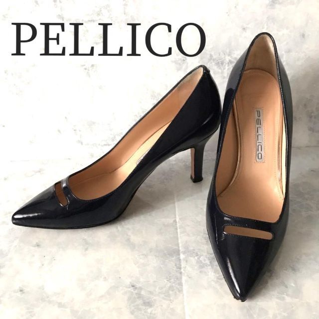 PELLICO(ペリーコ)の318 PELLICO ペリーコ ポインテッドトゥ アネッリ　ネイビー　エナメル レディースの靴/シューズ(ハイヒール/パンプス)の商品写真