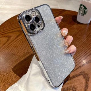 ☆最新☆ キラキラケース 透明　iPhone13proケース　ブルー(iPhoneケース)