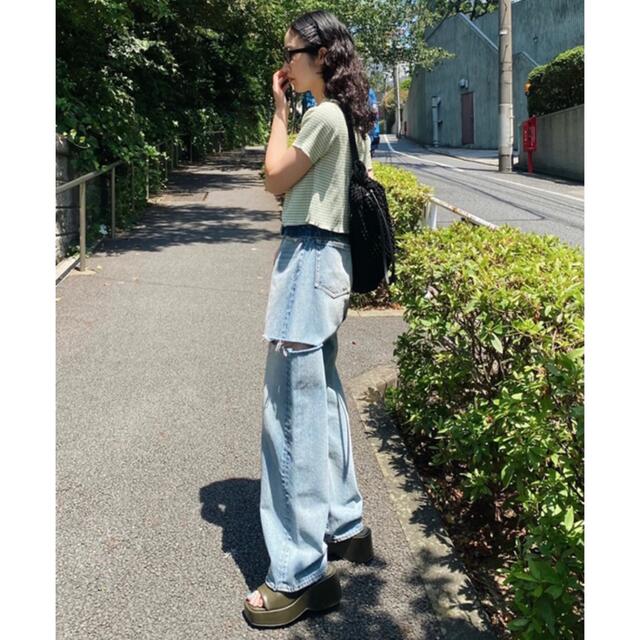 24☆MOUSSY THIGH SLIT LOOSE STRAIGHT デニム 4