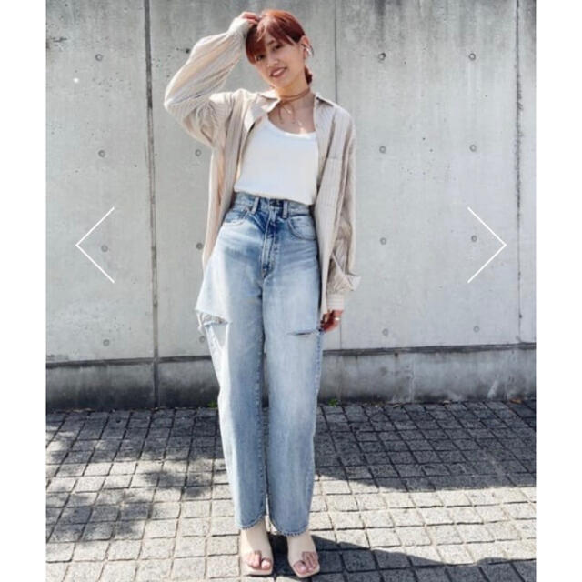 24☆MOUSSY THIGH SLIT LOOSE STRAIGHT デニム 5