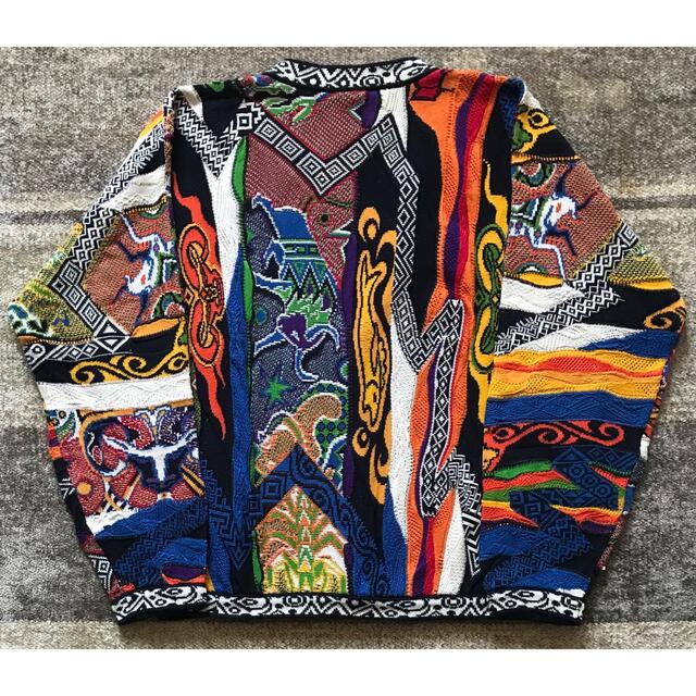 超レア 異次元のデザイン 芸術 フィッシュ柄 人物柄 COOGI カーディガン-