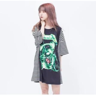 シヴァーライズ(CIVARIZE)のTRAVAS TOKYO ボーダー切り替えサンダークマTシャツ(Tシャツ(半袖/袖なし))