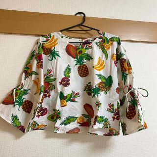 ザラ(ZARA)のZARA トップス　トロピカル柄　七分袖(カットソー(長袖/七分))