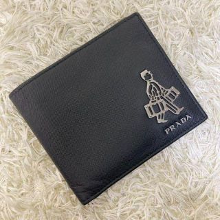 プラダ(PRADA)の【美品】 プラダ×ポーター　コラボ　二つ折り財布　トラベル　ブラック　レザー(折り財布)