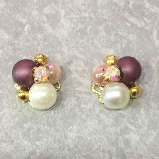 ＊Purple perl bijou pierce&earring＊(ピアス)